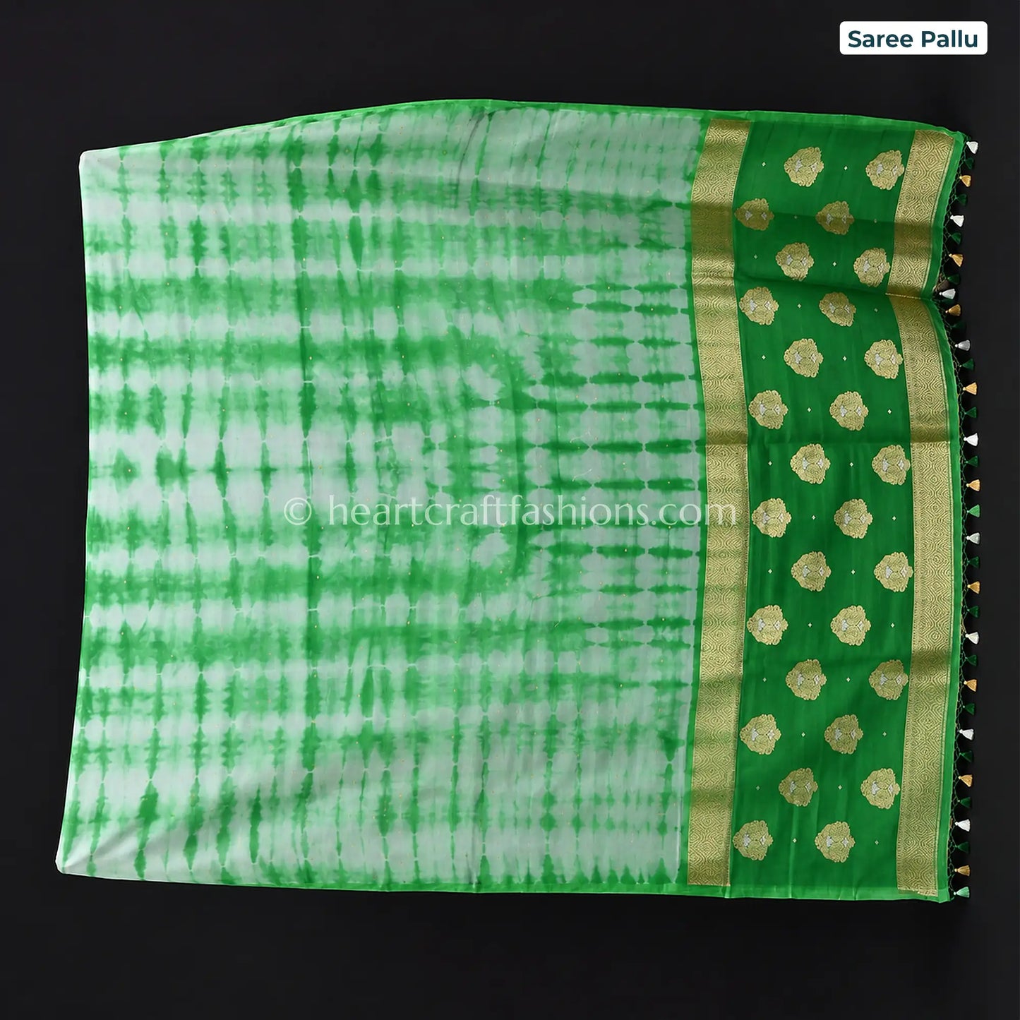 Fresh Green Tie-Dye Kora Silk Banarasi Saree