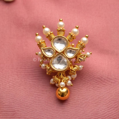 Full Clear Floral Bloom Pachi Kundan Nath