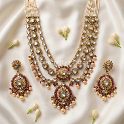 Gulrang Sunehri Kundan Ruby Double Layer Set