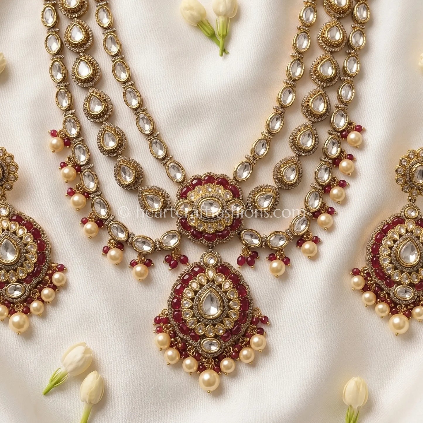 Gulrang Sunehri Kundan Ruby Double Layer Set