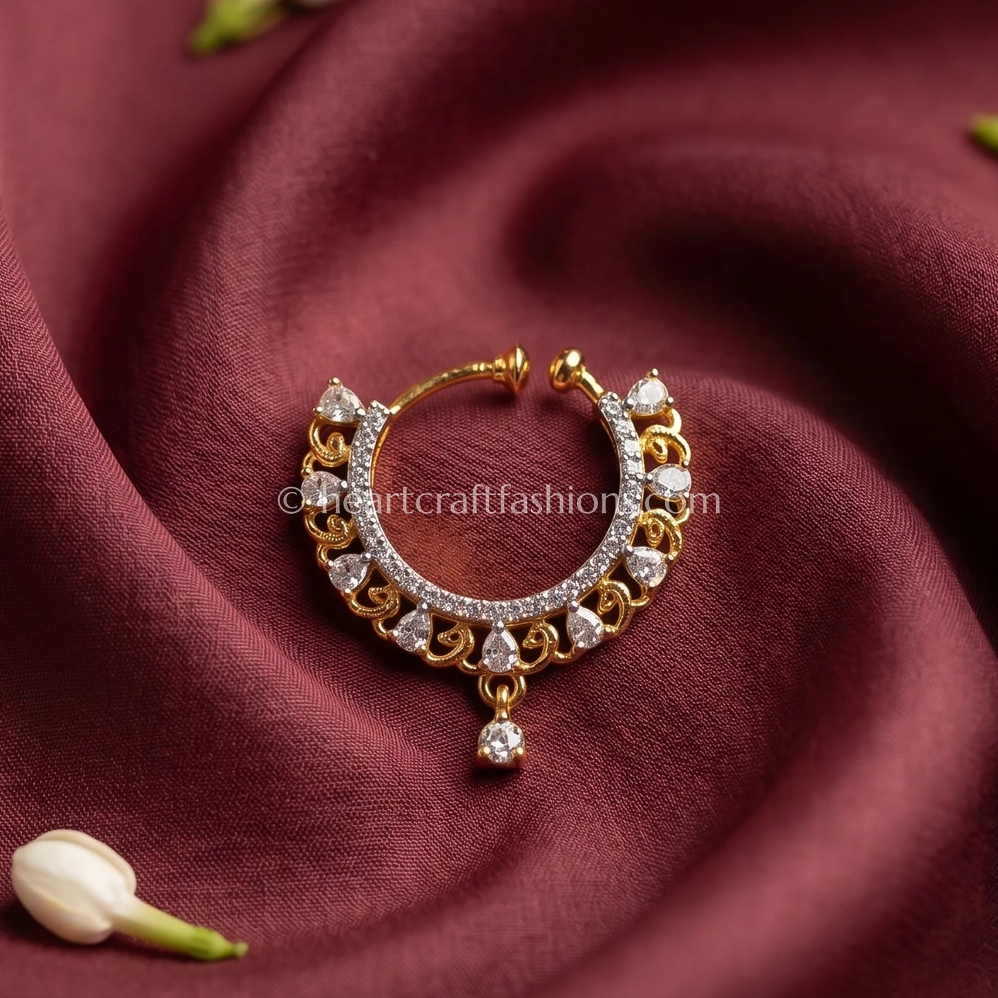 Gold Finish Filigree Arc Zircon Nath