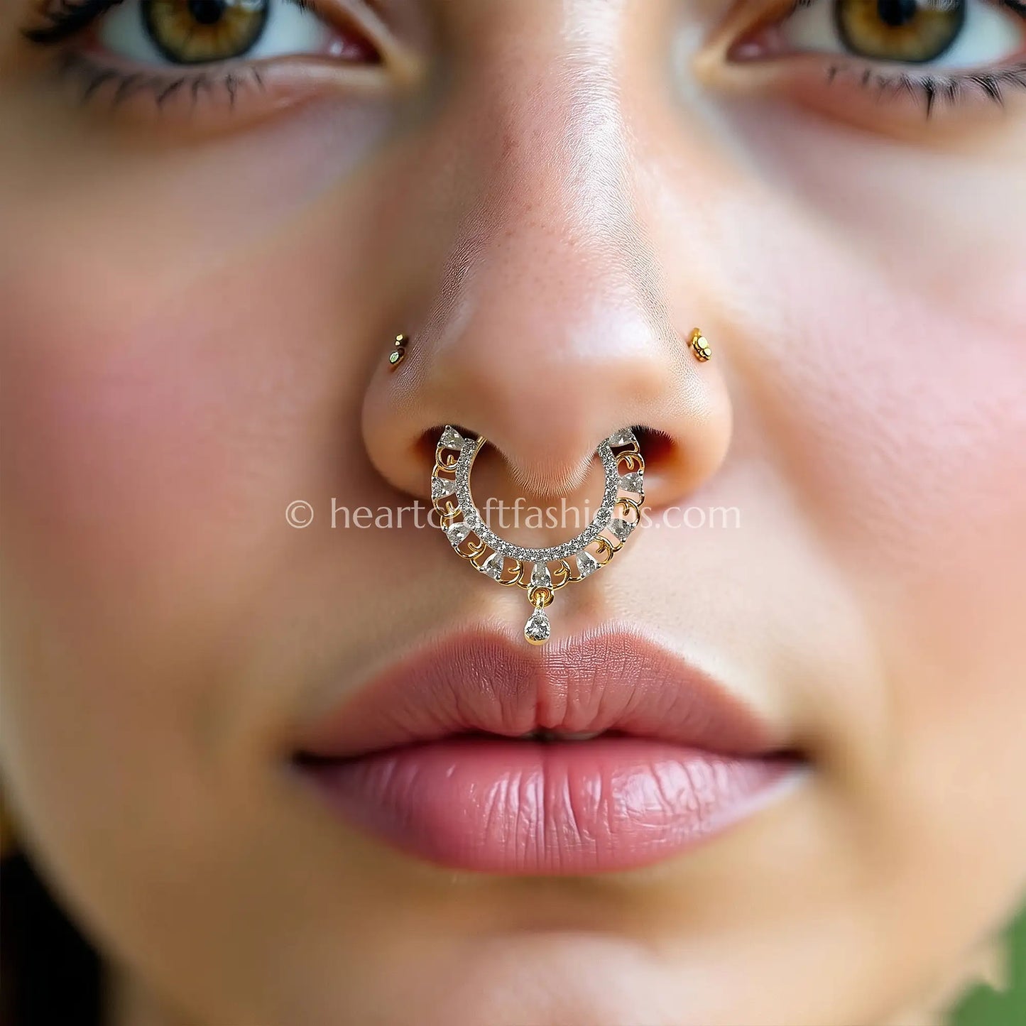 Gold Finish Filigree Arc Zircon Nath