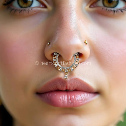 Gold Finish Filigree Arc Zircon Nath