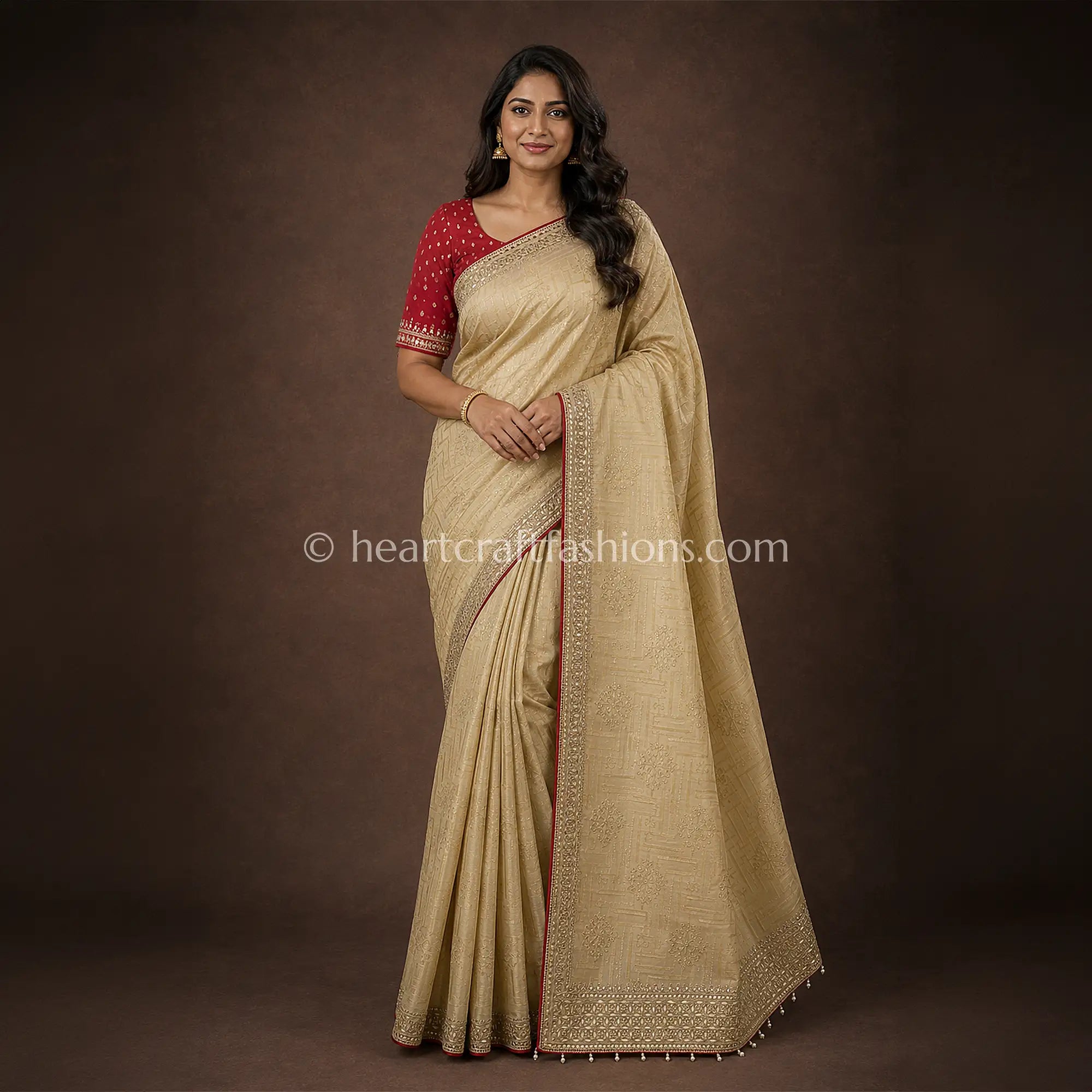 Golden Elegance Kolkata Handwork Silk Saree