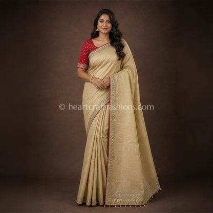 Golden Elegance Kolkata Handwork Silk Saree