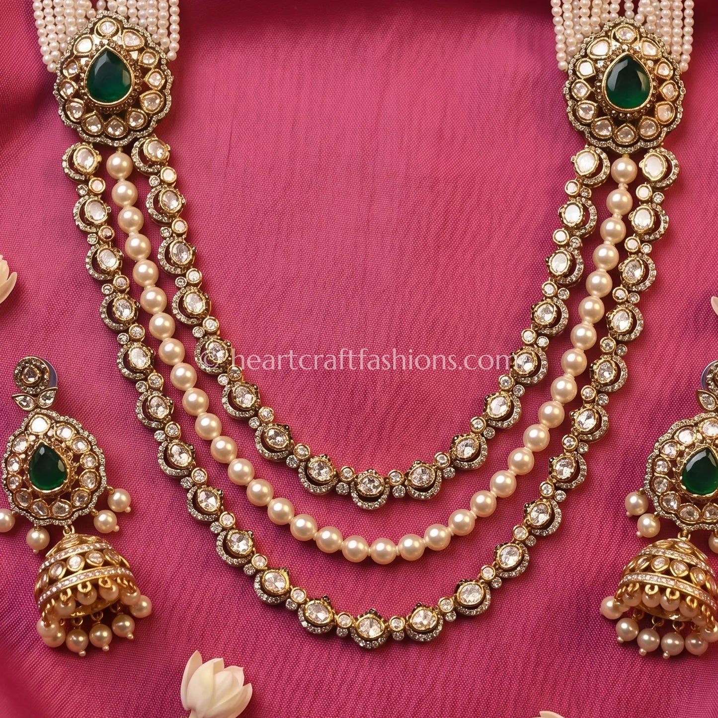 Graceful Sunehri Kundan Hyderabadi Pearl Layered Necklace