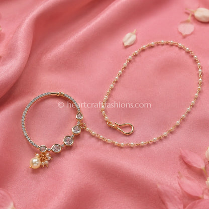 Graduated Pear-Cut Sunehri Kundan Ring Nath