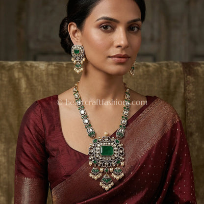 Green Doublet Sunehri Kundan Set