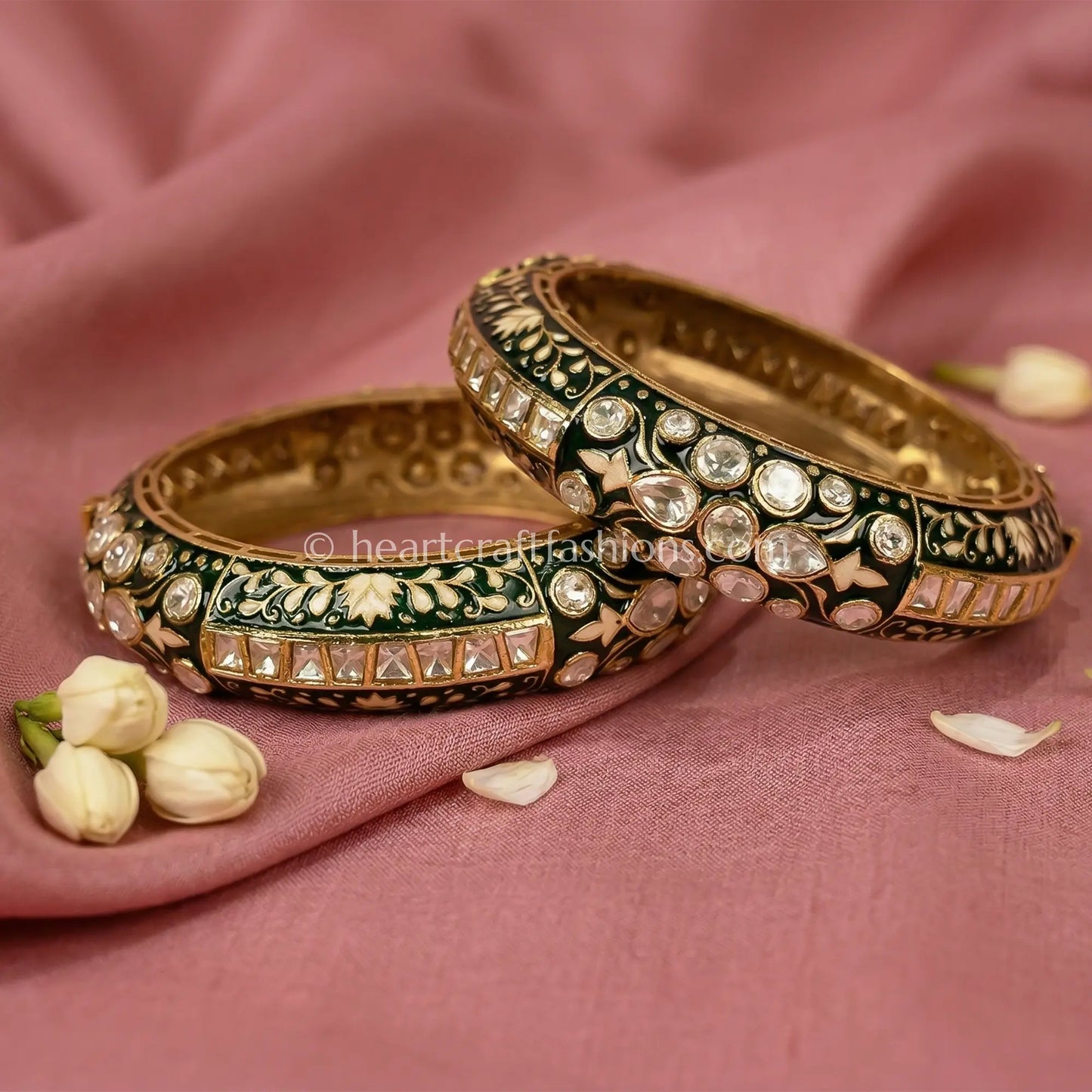 Green Meenakari Sunehri Kundan Patla