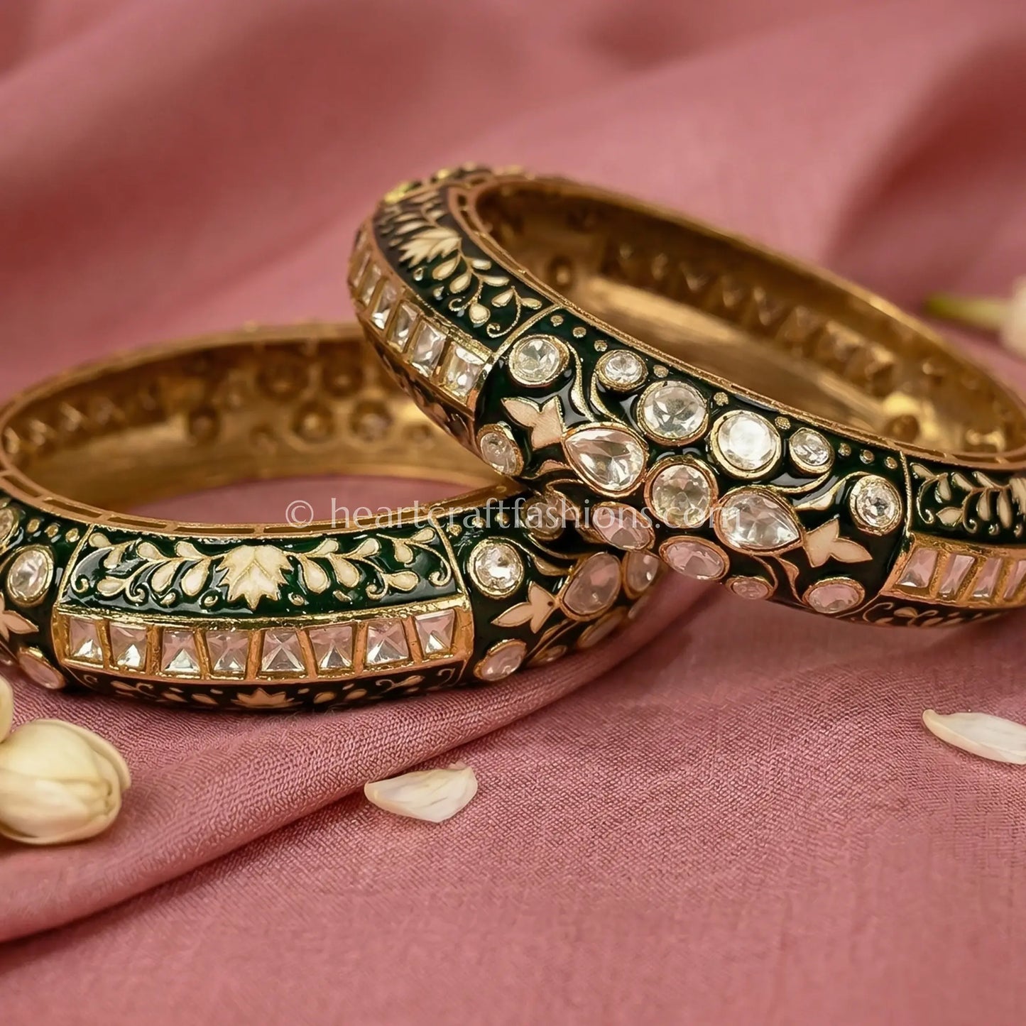 Green Meenakari Sunehri Kundan Patla