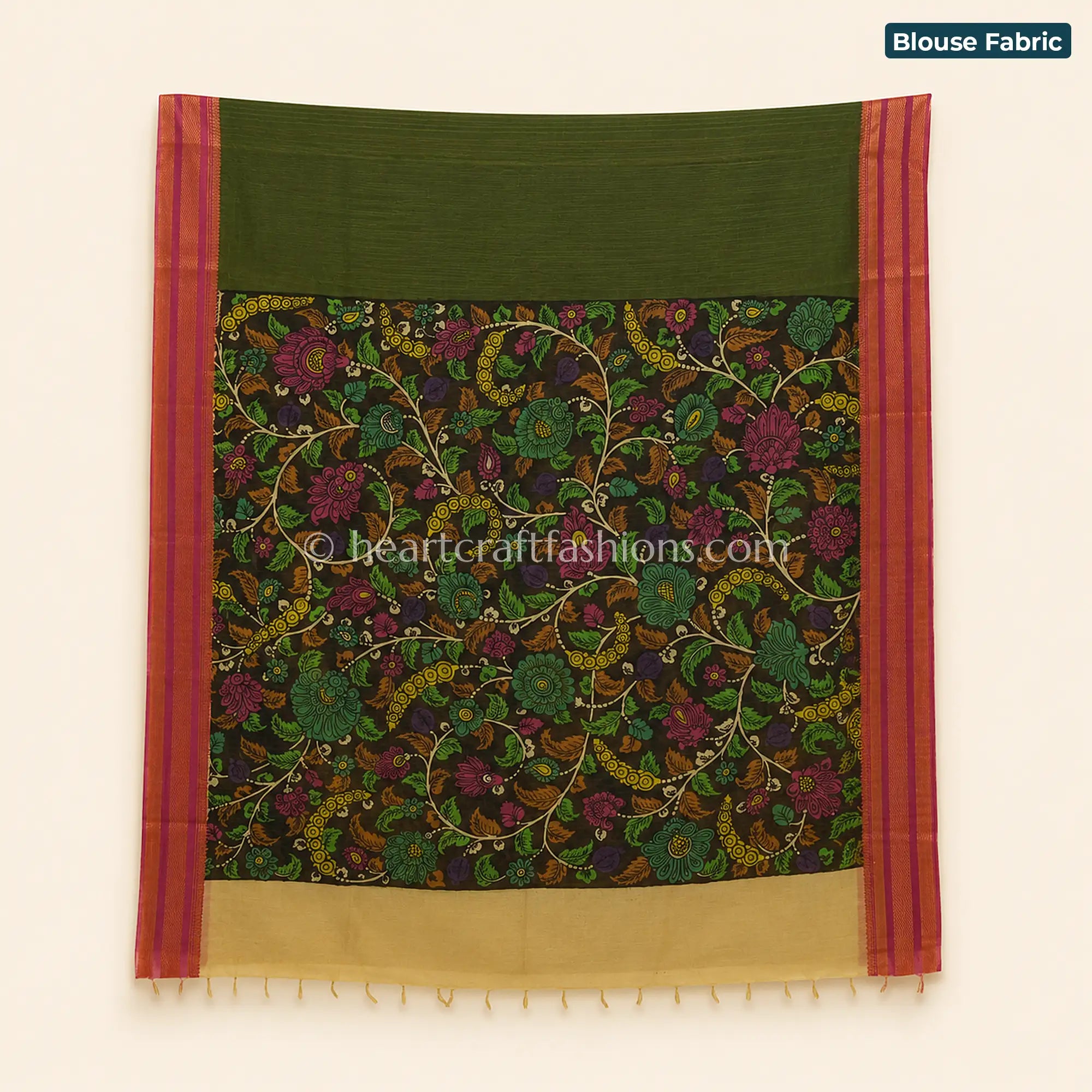 Green Multicolor Kalamkari Bangalore Silk Saree