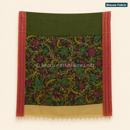 Green Multicolor Kalamkari Bangalore Silk Saree