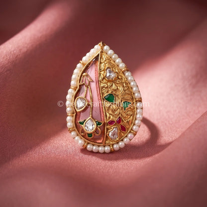 Gulbahaar Meenakari Pearl Ring