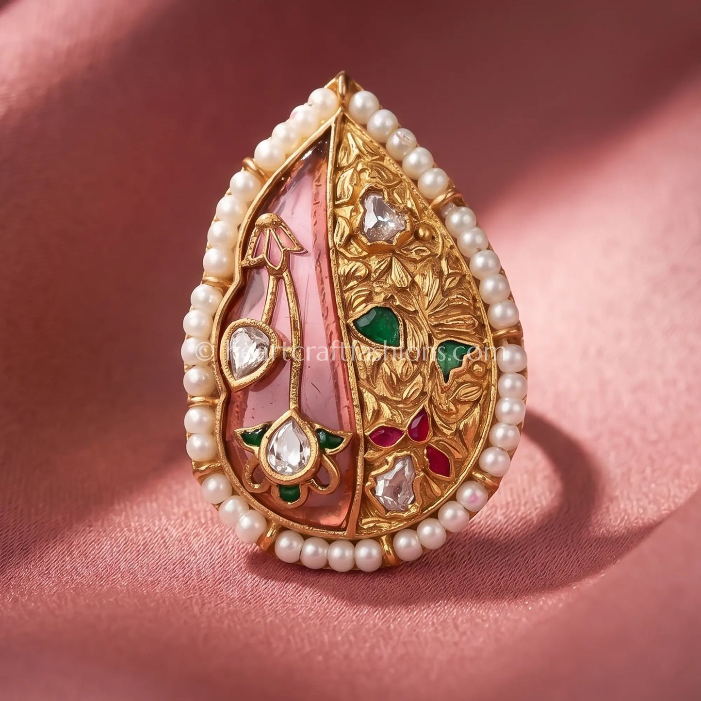 Gulbahaar Meenakari Pearl Ring