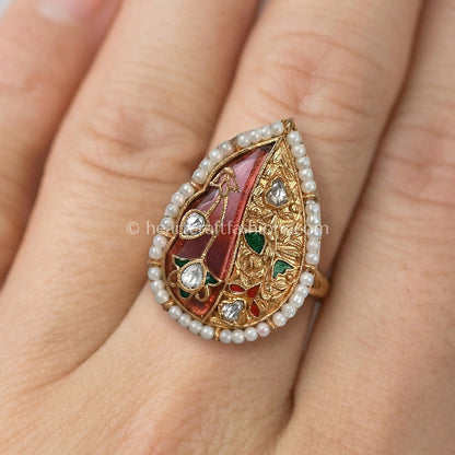 Gulbahaar Meenakari Pearl Ring