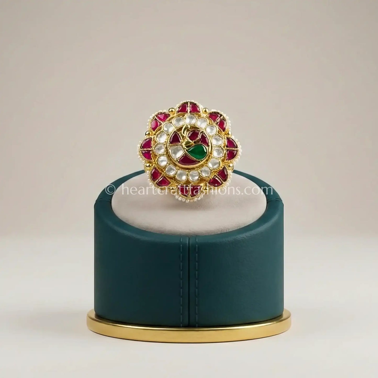 Gulbahar Pachi Kundan Floral Ring