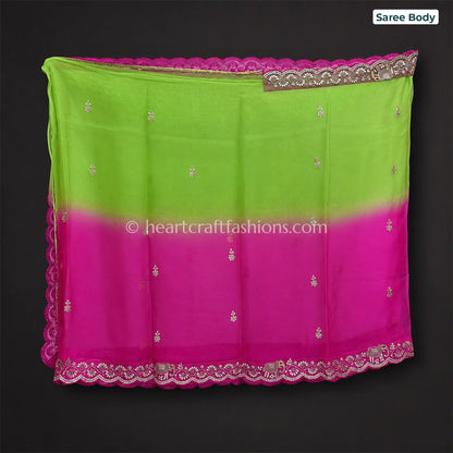 Gulmohar Ombre Kora Silk Gota Patti Saree