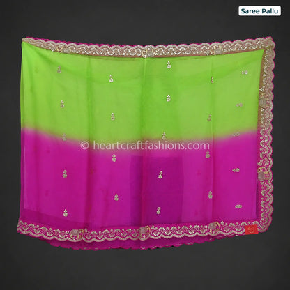Gulmohar Ombre Kora Silk Gota Patti Saree
