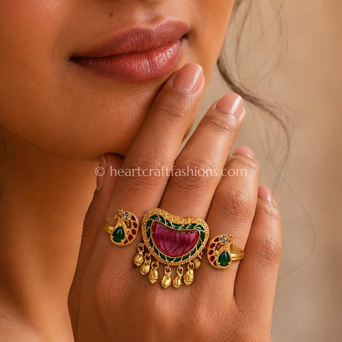 Gulnaar Carved Stone Amrapali Ring