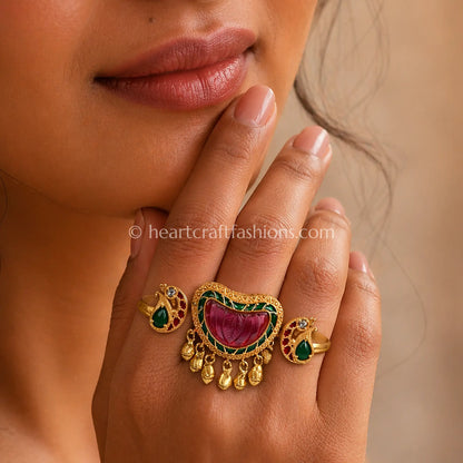 Gulnaar Carved Stone Amrapali Ring