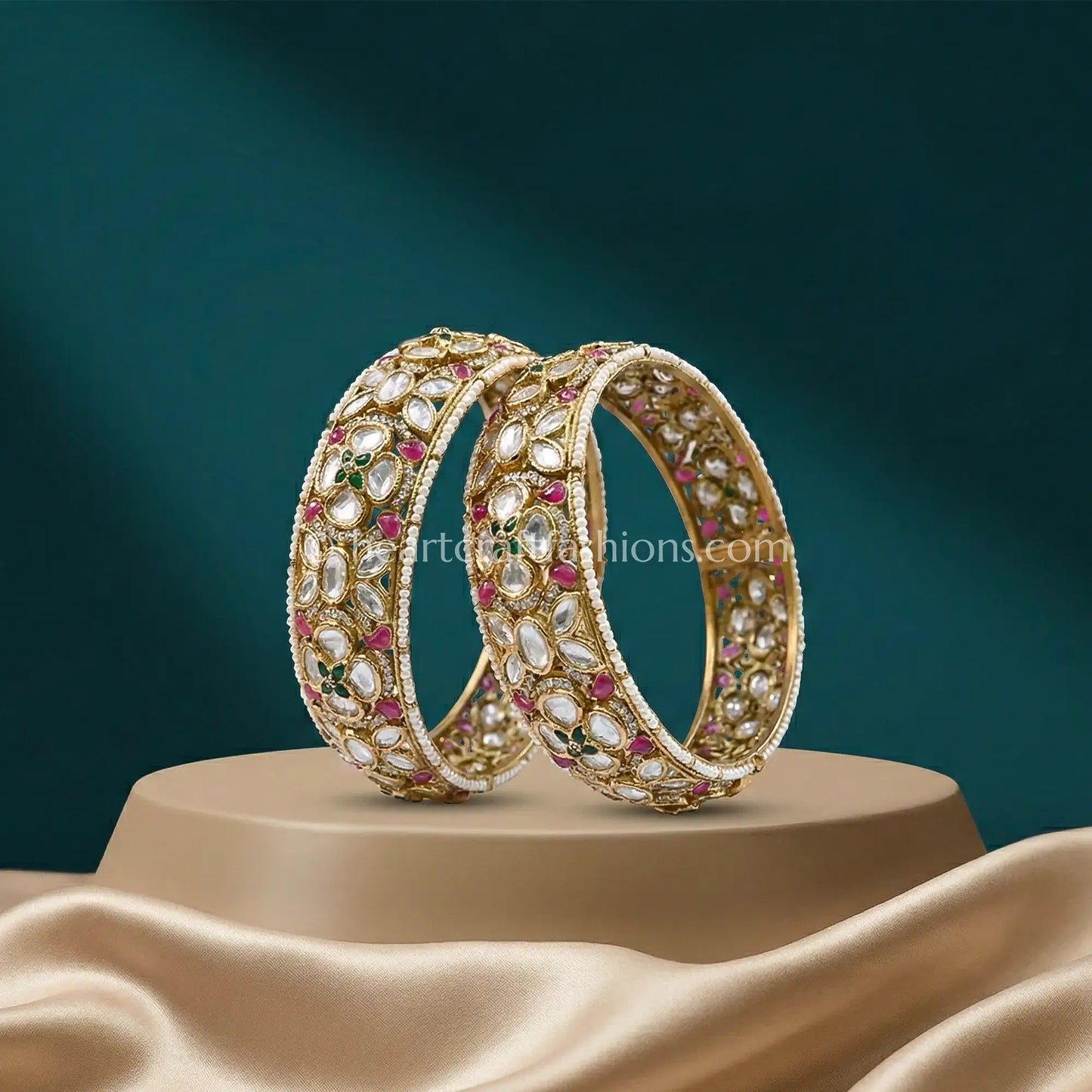 Gulnaar Floral Polki Bangles