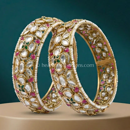Gulnaar Floral Polki Bangles