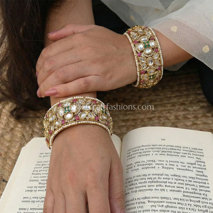 Gulnaar Floral Polki Bangles