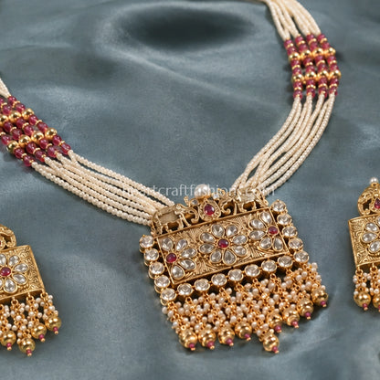 Gulnaar Ivory Pearl Heritage Pendant Necklace Set