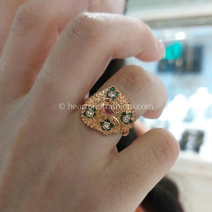 Gulnaar Meenakari Polki Ring