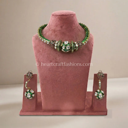 Gulnaar Moissanite Meenakari Hasli Set