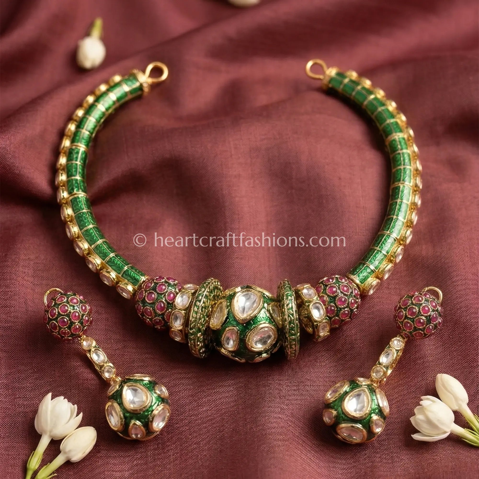 Gulnaar Moissanite Meenakari Hasli Set