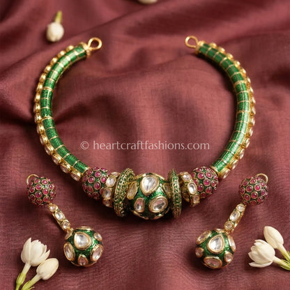 Gulnaar Moissanite Meenakari Hasli Set