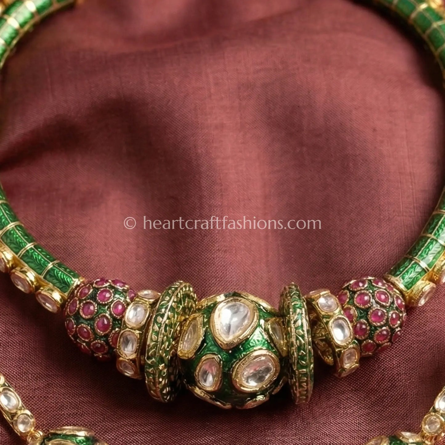 Gulnaar Moissanite Meenakari Hasli Set