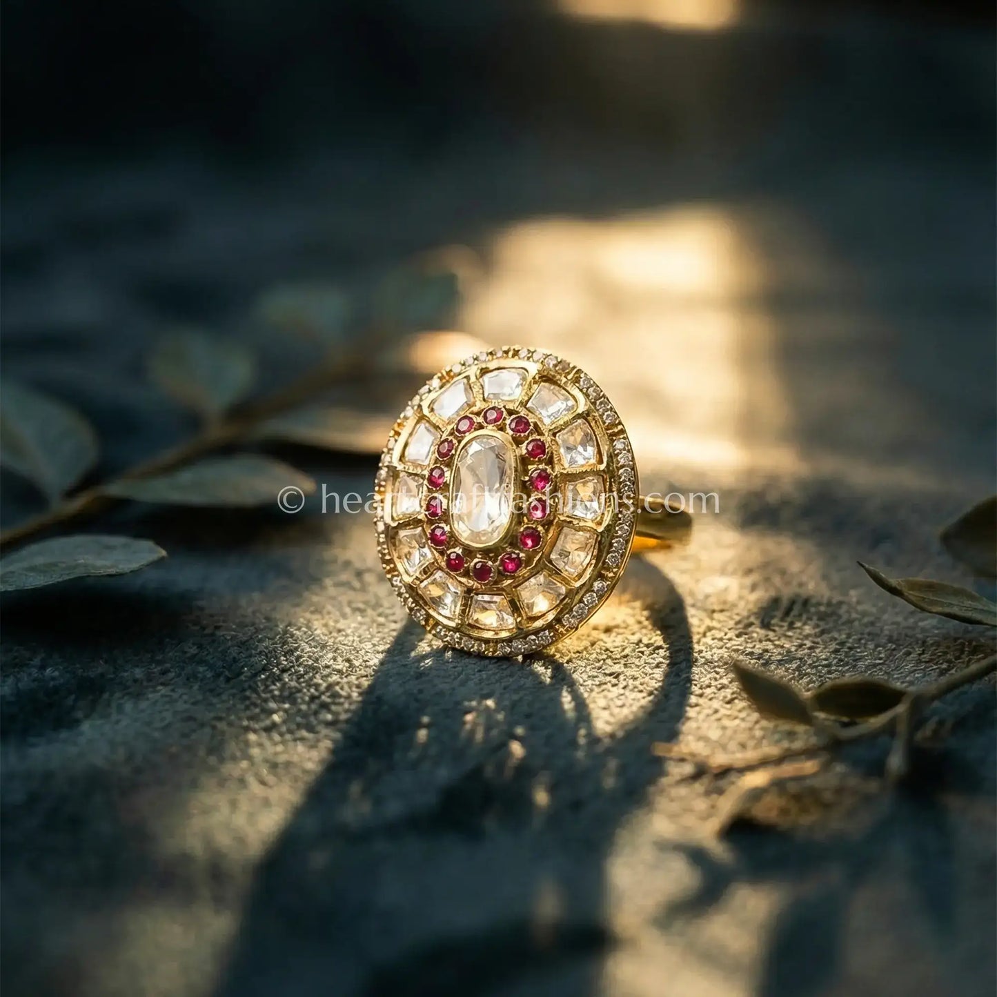Gulnaar Moissanite Polki Ruby Ring