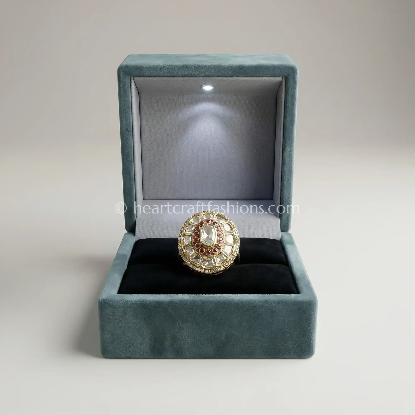 Gulnaar Moissanite Polki Ruby Ring