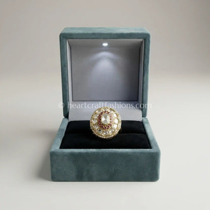 Gulnaar Moissanite Polki Ruby Ring