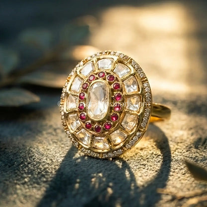 Gulnaar Moissanite Polki Ruby Ring