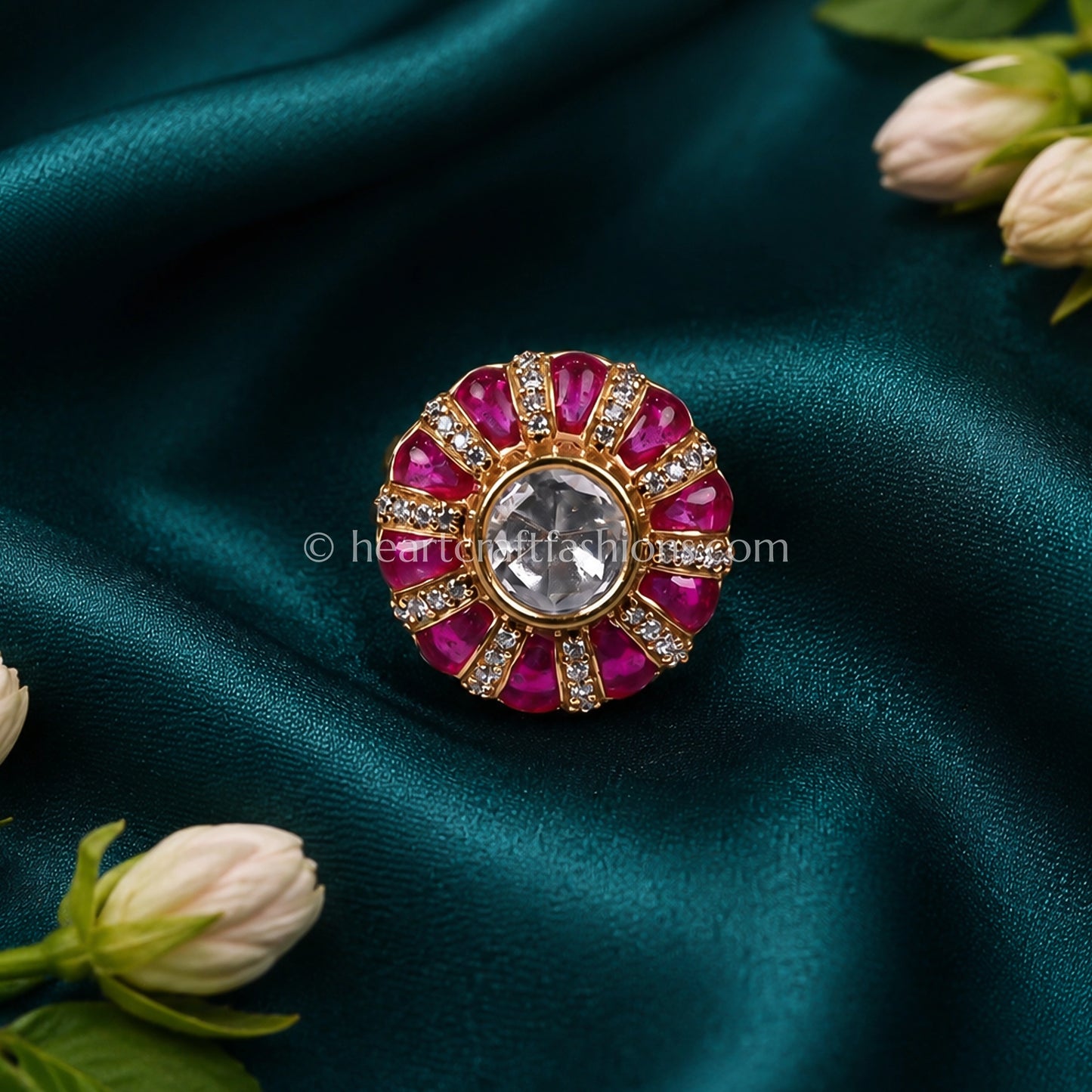 Gulrang Sunehri Kundan Ring