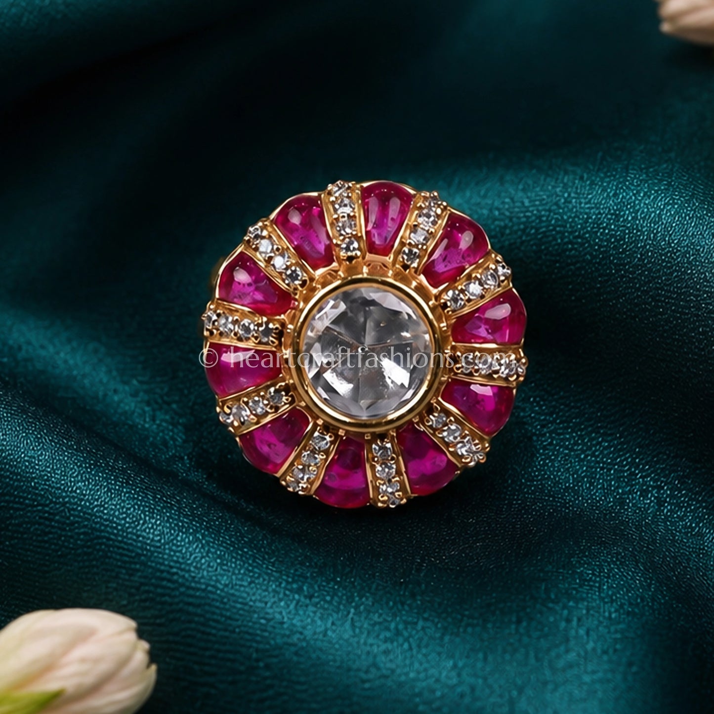 Gulrang Sunehri Kundan Ring