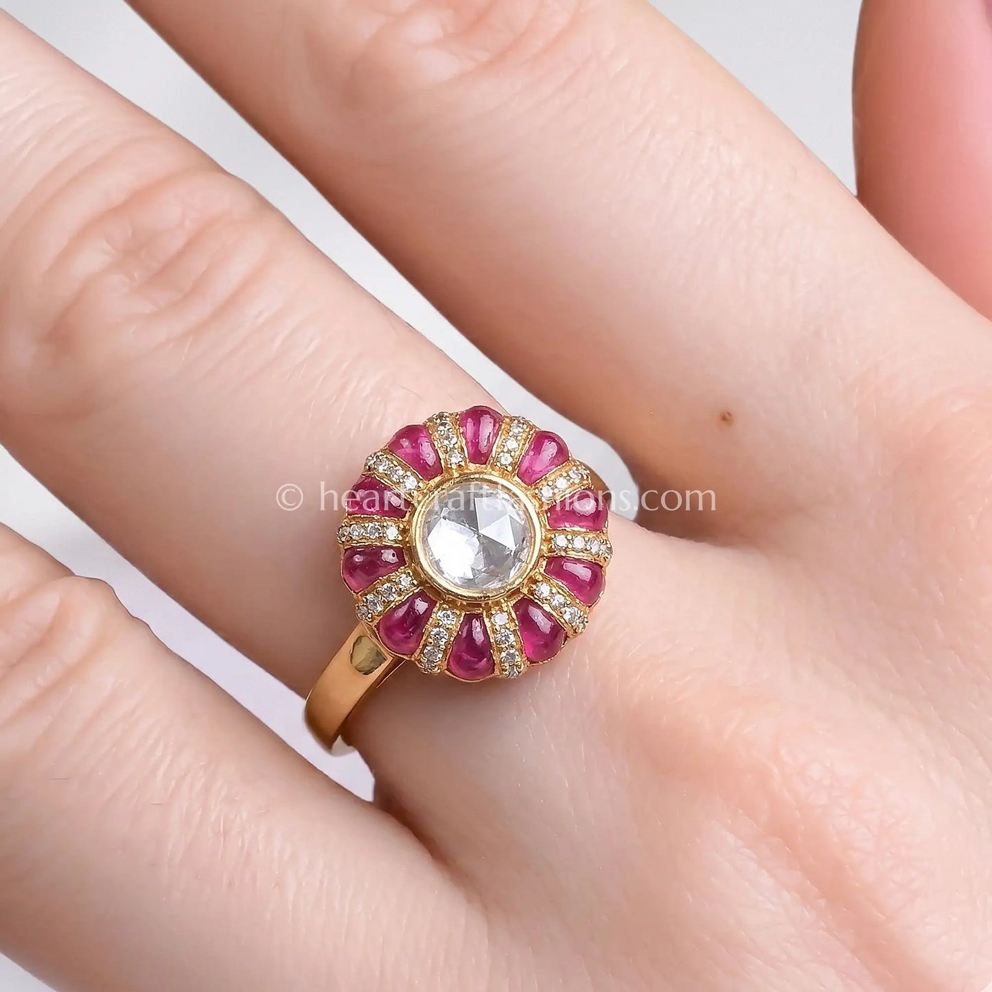 Gulrang Sunehri Kundan Ring