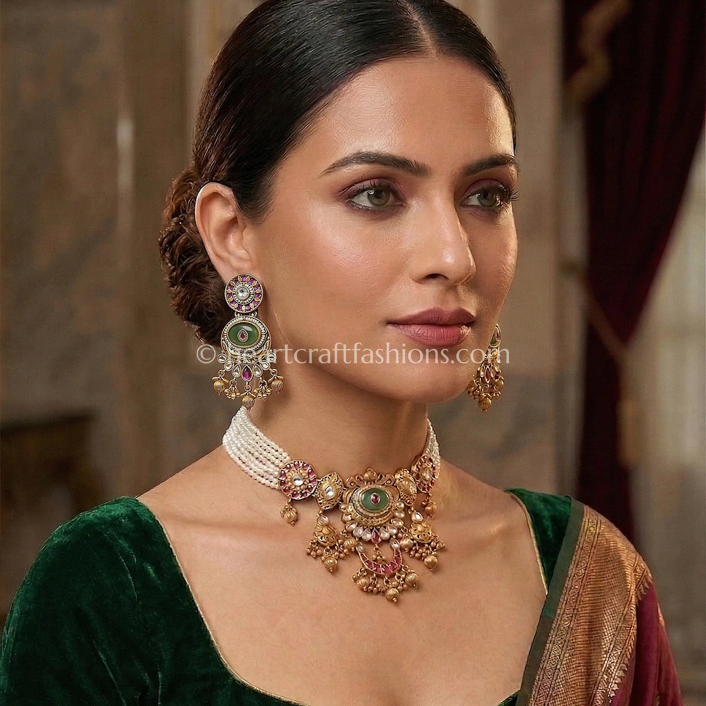 Heritage Pachi Kundan Pearl Choker
