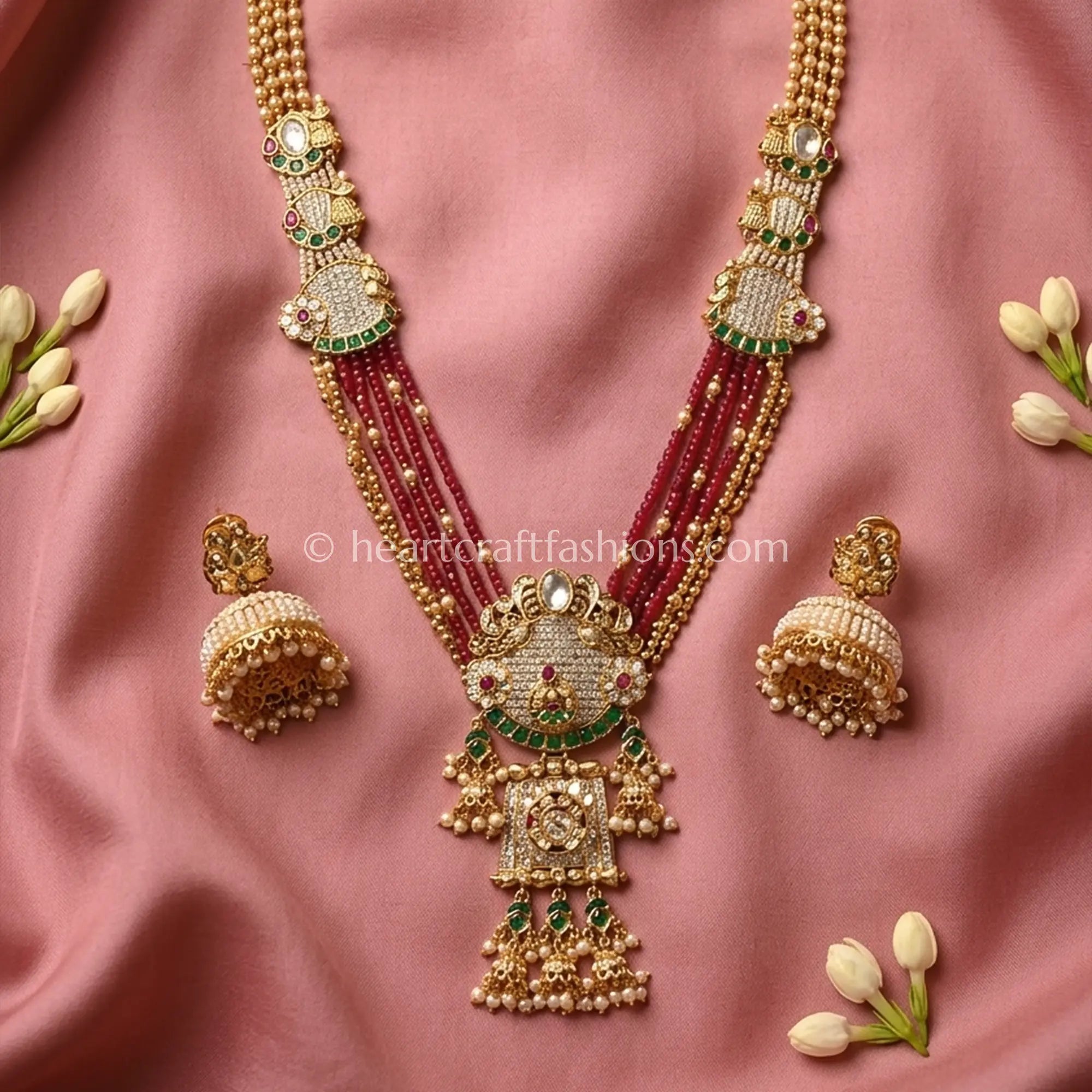 Heritage Rajwadi Kundan Ruby Beaded Long Necklace