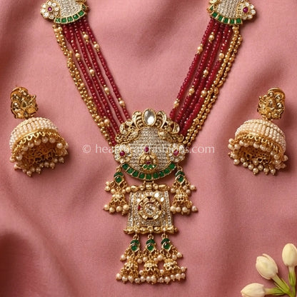 Heritage Rajwadi Kundan Ruby Beaded Long Necklace