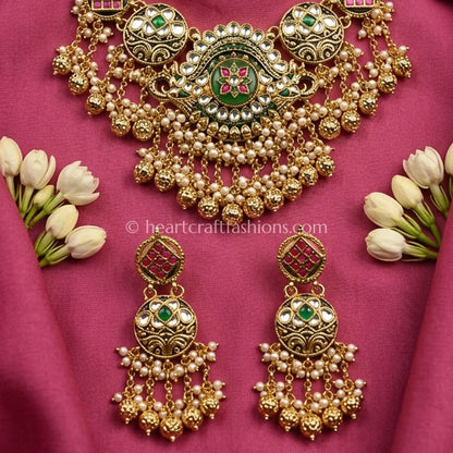 Heritage Pachi Kundan Pearl Jhumki Choker