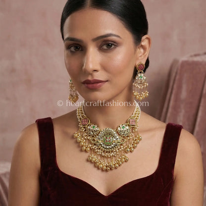 Heritage Pachi Kundan Pearl Jhumki Choker