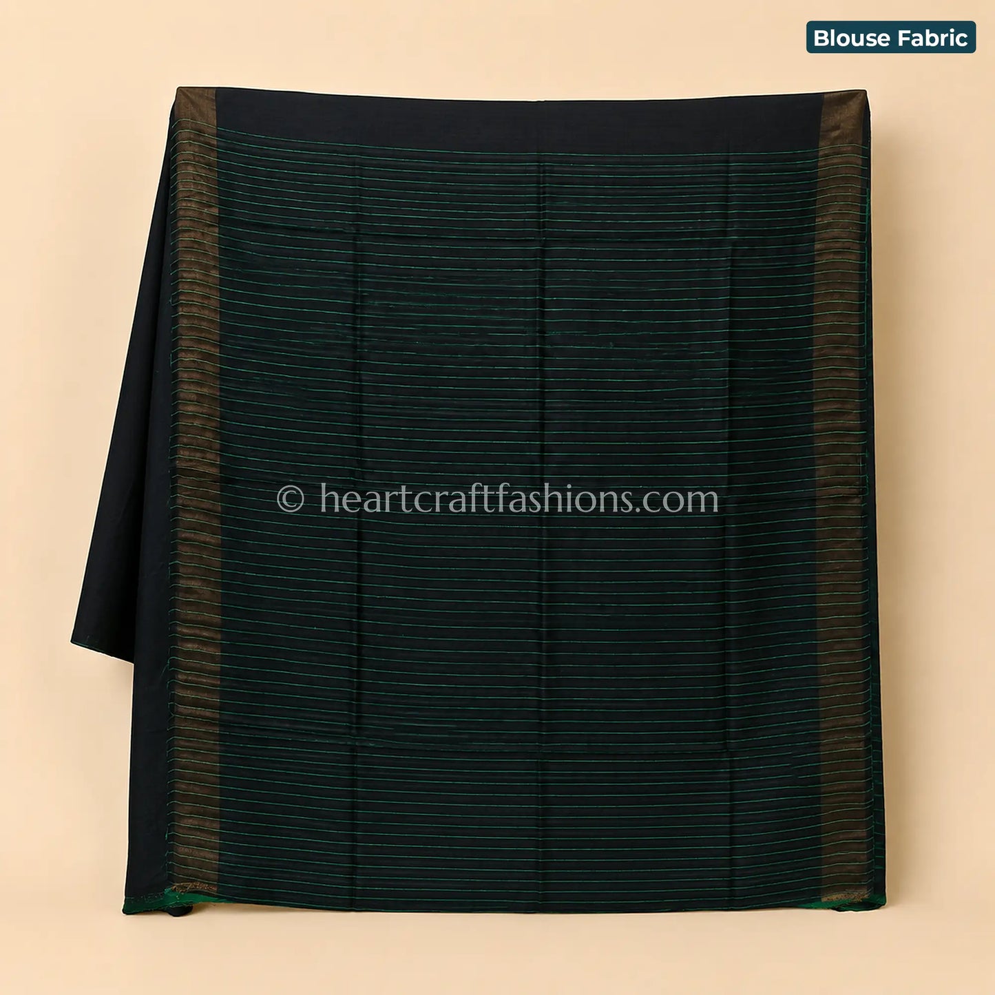 Half Tusser Half Silk Black Green Saree
