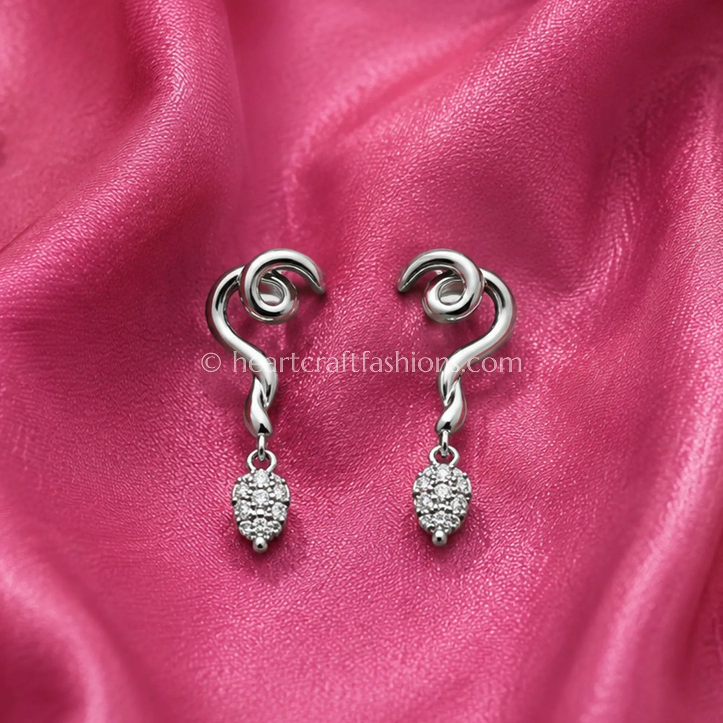 Hallmarked Pure Silver Minimalist Wave Drop Earrings