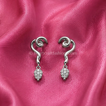 Hallmarked Pure Silver Minimalist Wave Drop Earrings
