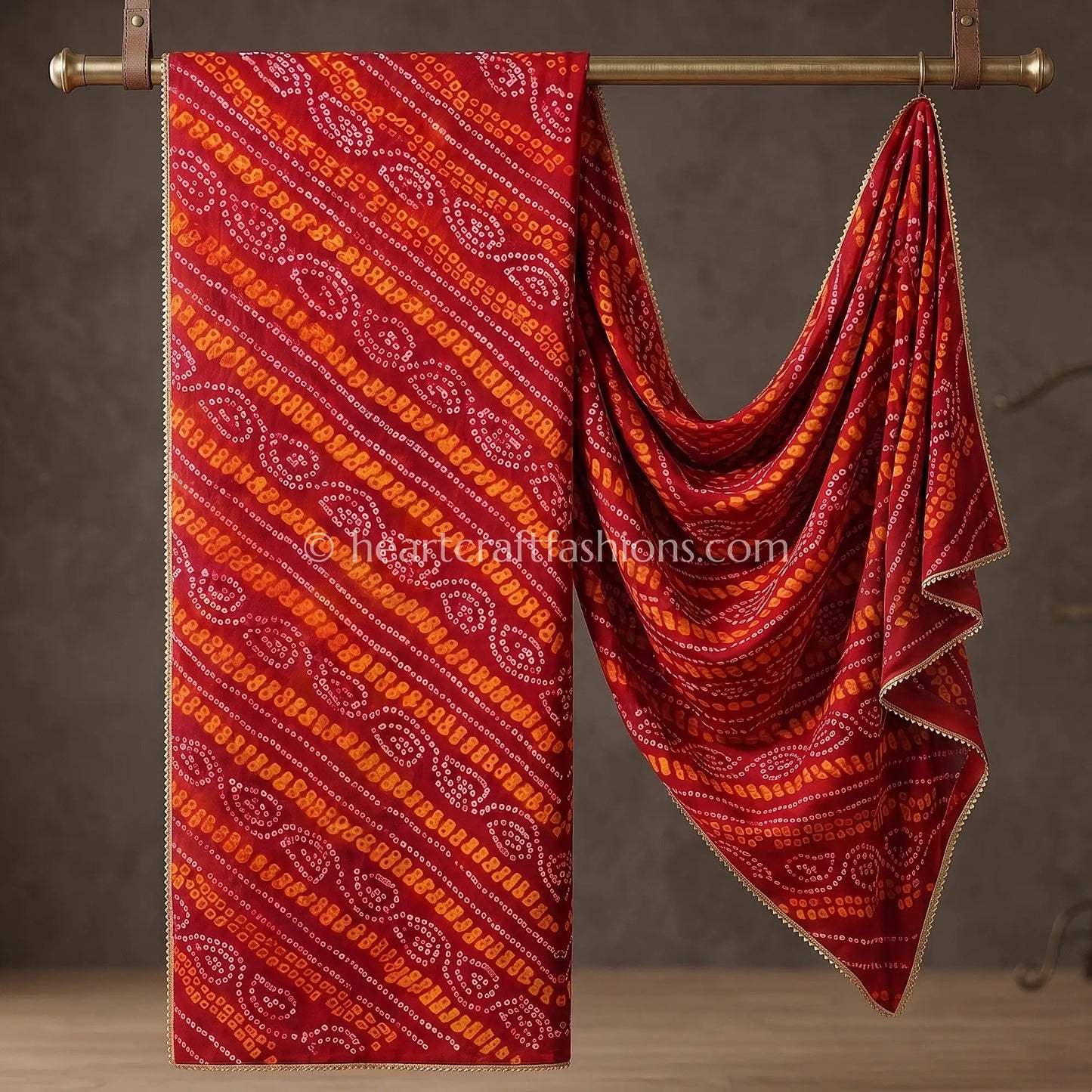 Handloom Rani Red Chiffon Bandhej Dupatta