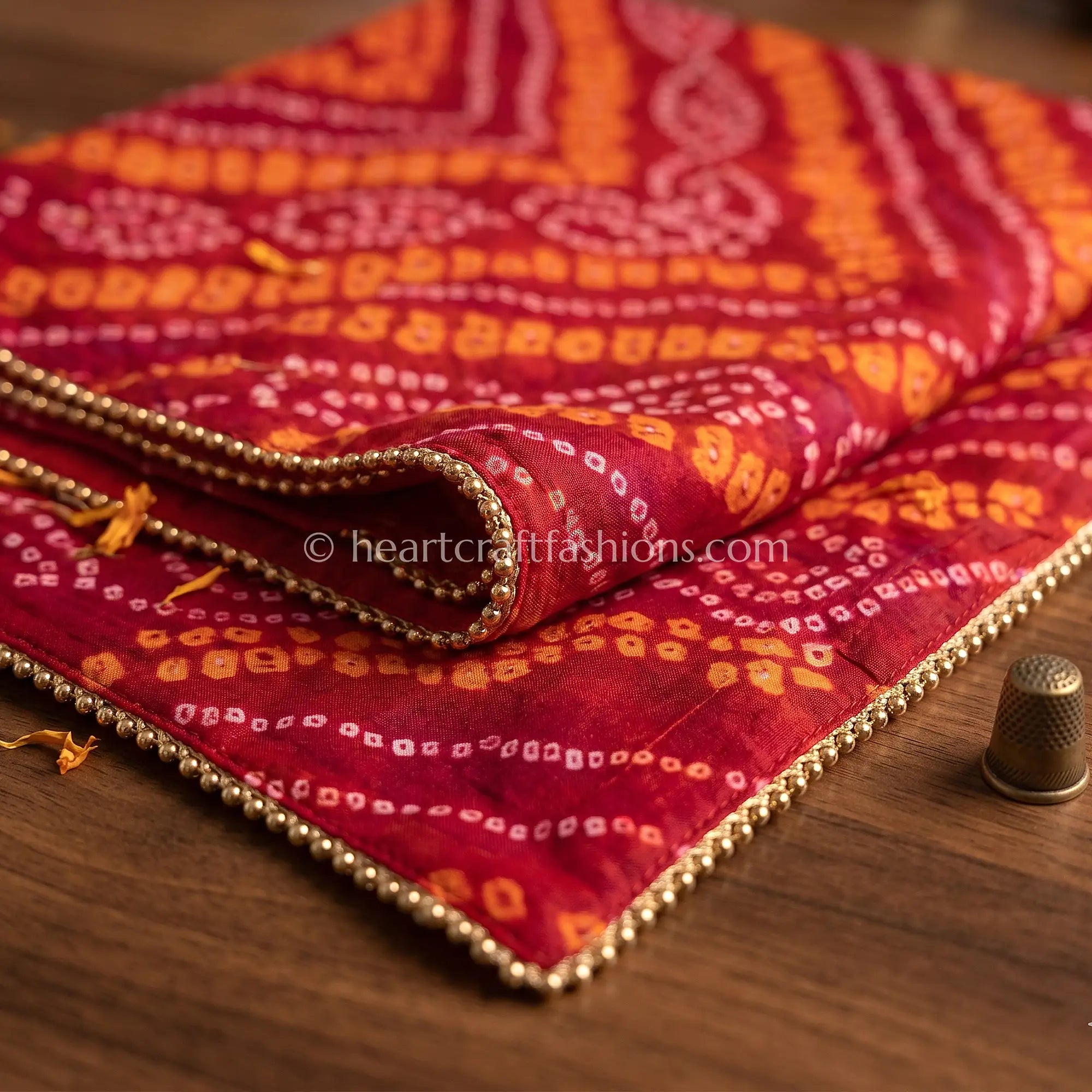 Handloom Rani Red Chiffon Bandhej Dupatta